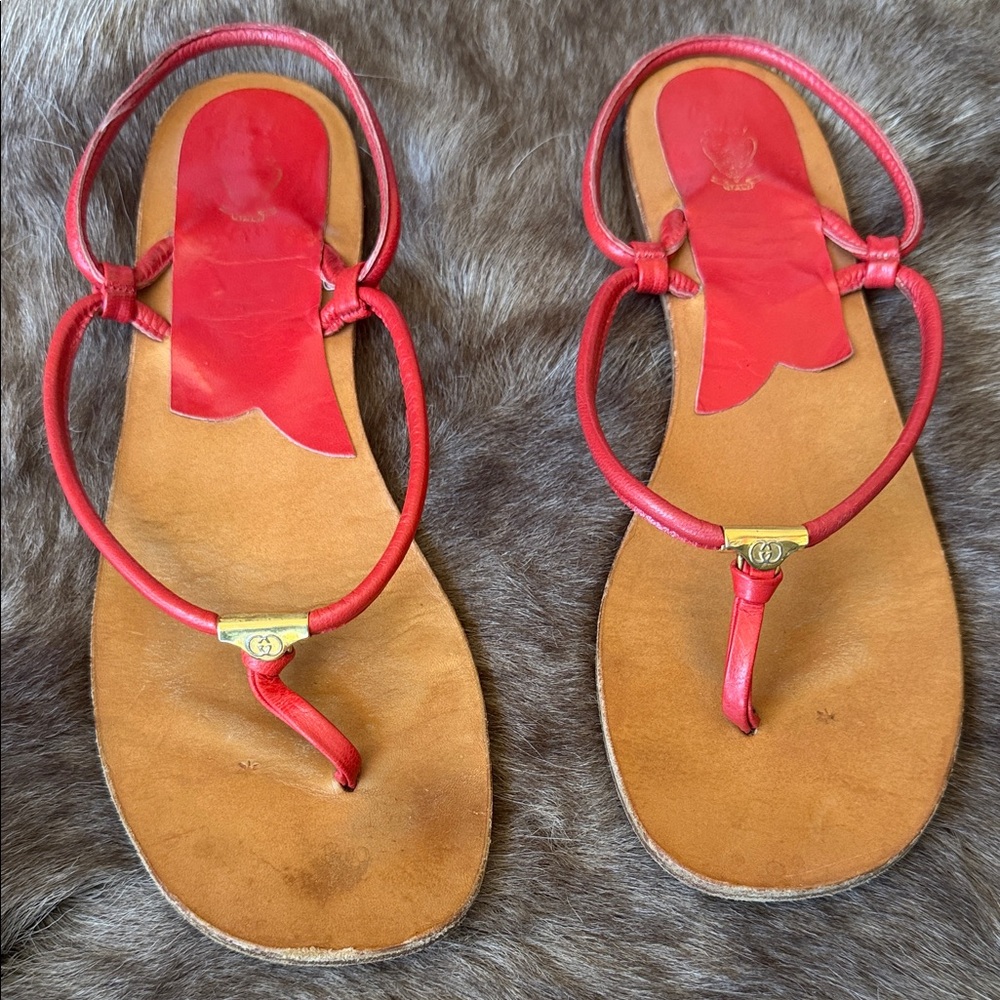 Gucci vintage leather Red Leather Sandals